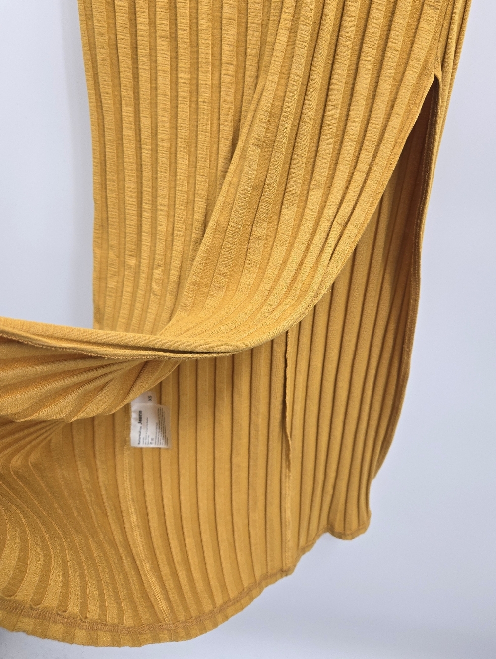 Reformation Lynn Midi Dress Sleeveless Mustard Ribbed Side Slit - Picture 6 of 12